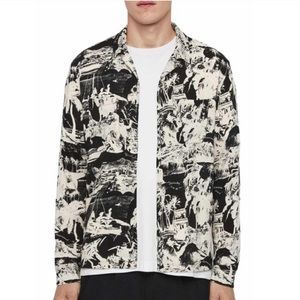 All Saints Mens Awa Long Sleeve Button Up Shirt Size L